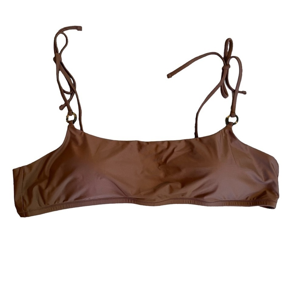 J.Crew O-Ring Tie Shoulder Bikini Top. Brown Size 3X